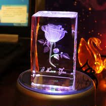 Creative birthday gift USB music Colorful luminous rotating crystal rose Romantic constellation send male and female friends wife