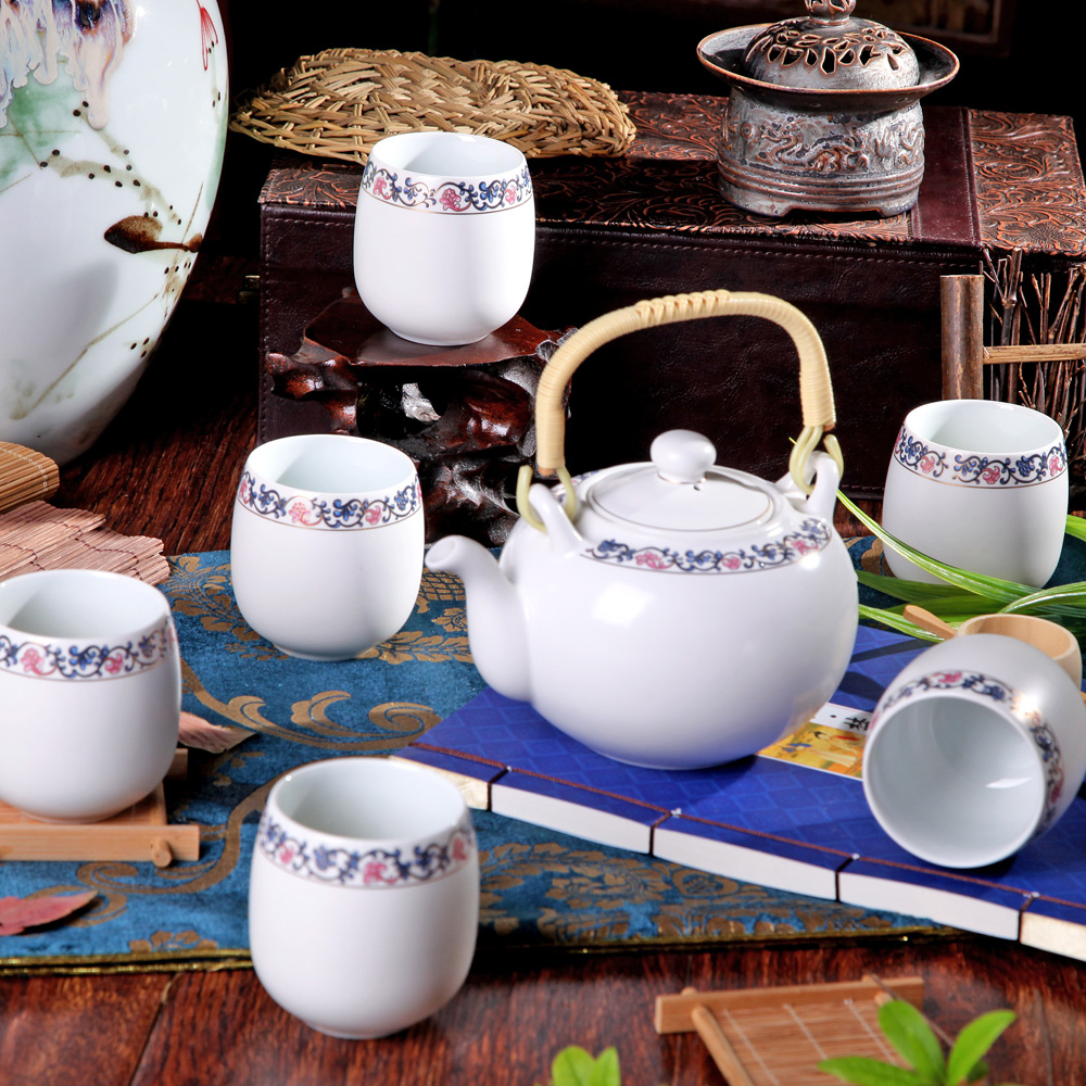 Jingdezhen ceramic tea set pastel kung fu tea set large capacity cup girder tea set gift set the teapot