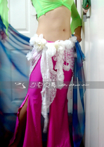 Belly Leather Dance Waist Chain Small Fart Curtain Triangle Hip Towel Original Design White Peony Super Meritocratic Flower Flow Su