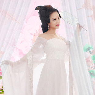 女士古装服装清新淡雅仙女装影楼主题写真飘逸古装小龙女后庭花