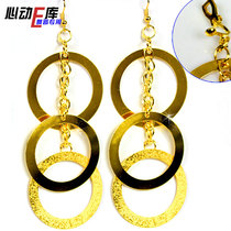 Yiwu factory price) Indian belly dance accessories)Large golden shiny ring earrings ear clip-Ethnic jewelry
