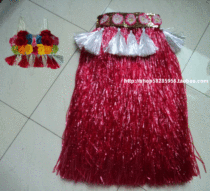 Hula Show Set Hula Costume 80cm Thick Skirt Red Vest Corset