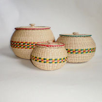 Vietnamese handmade straw basket Puer tea packaging box Three-piece set of Qizi Cake tea and mini small Tuo