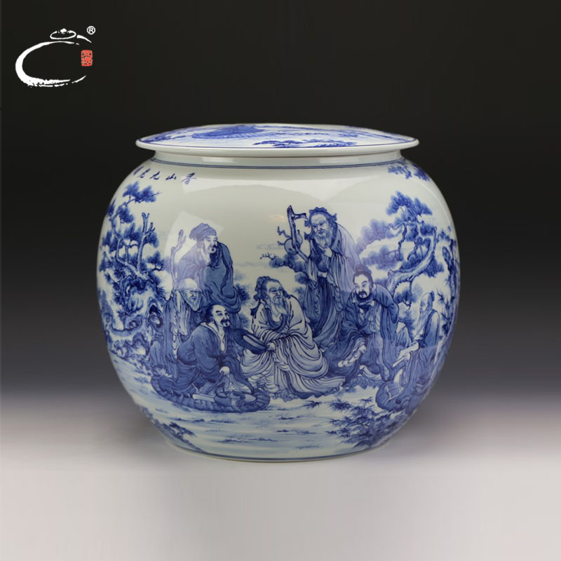 And auspicious old hand - made xiangshan nine old graph caddy fixings of blue And white porcelain of jingdezhen ceramic POTS storage tins