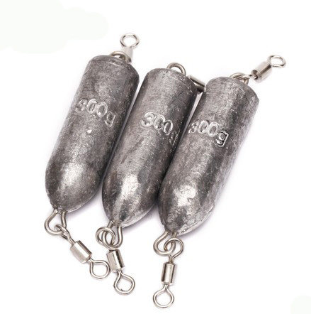 子弹型铅坠300g 转环铅坠 配重铅 双环钓坠 带连接嚣铅坠 海钓_7折