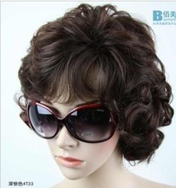 Middle-aged new wig mom woman short from natural realistic middle-aged lady short curly temperament repair face fake hair