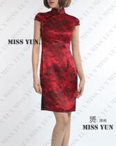 2018 slanted summer red rose silk wedding improved short bridal cheongsam can be customized in long sleeve autumn