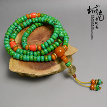 Tibetan Tantric Turquoise 108 sub-Buddha beads Rosary beads 8mm flat abacus beads Bracelet car pendant Necklace