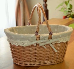 ZAKKA original color food basket cart basket bamboo basket wicker storage picnic basket shopping basket egg basket portable rattan basket