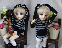 6 points YOSD BJD SD BB va with blouses★grey black striped Rabbit earthen hooded