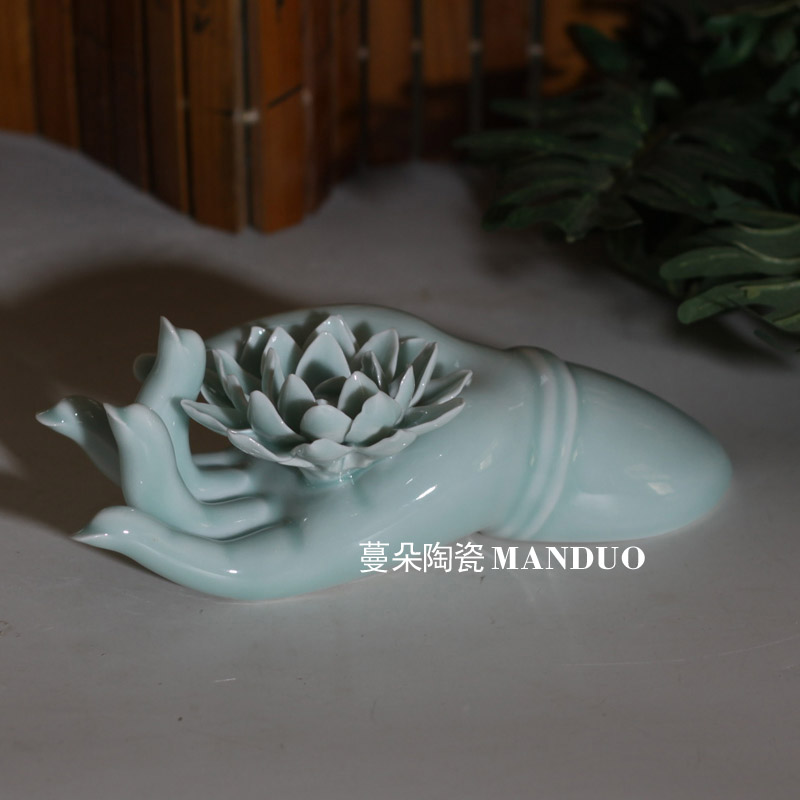 Jingdezhen lotus flower bergamot sandalwood in zen decorative porcelain incense inserted incense inserted move culture