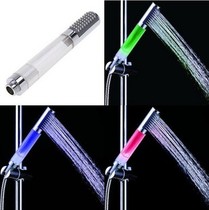 Light-emitting nozzle super bright three-color temperature control light color change led shower hand-held round Rod shower head 9811