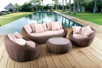 Rattan Sofa Combined Living Room Balcony Tea Table Outdoor Sofa Rattan Furniture Imitation Vine Chair Sofa Manufacturer Direct