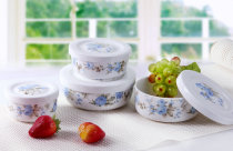 Living Element Bone China Rice Bowls of 4 pieces SY-404 Bone China Porcelain Soup Bowl Microwave ceramic Refreshing Box Lid Bowl
