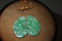 (Qing) Foreign Trade 18K gold inlay old a goods Jade hat ring ring orphan out of print natural encounter heart