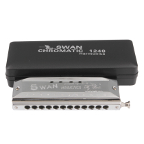 Swan 12 holes 48 round arc playing half-tone performance harmonica silver