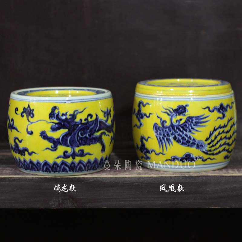 Jingdezhen dragon yellow porcelain guo guo porcelain pot bottom cricket cricket as cans of a kind of field cricket as cans