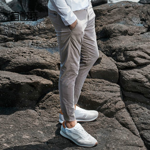宜耐特男款裤子夏季2017新款韩版休闲裤潮小脚裤运动裤男士九分裤