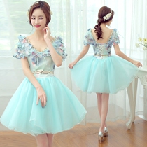 Evening dress 2020 new colored gauze Puff skirt short graduation dress host performance dress Korean version of thin women