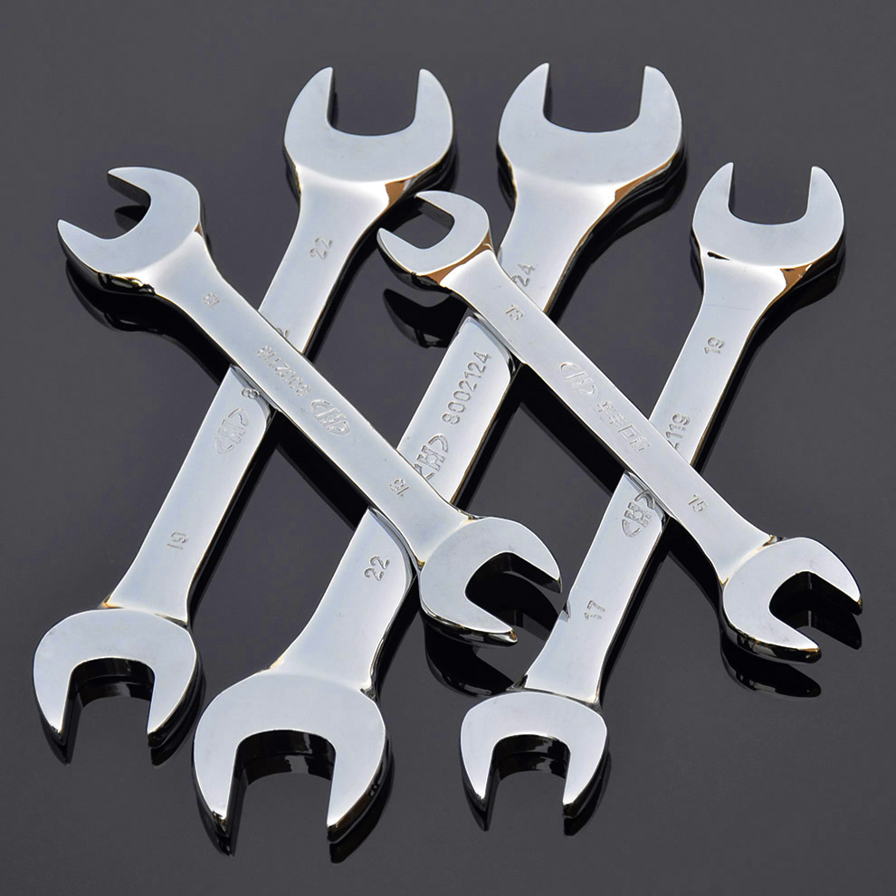 华丰巨箭 镜面抛光开口梅花双头呆扳手 汽车保维修理家用五金工具