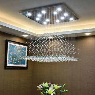 吊灯 绿信水晶吊灯 简约大气奢华大厅灯餐厅灯led水晶灯 客厅灯长方形