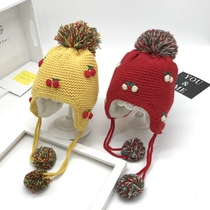 Baby hat autumn and winter 3-6-12 months 1 year old baby hat winter Girl 2 ear protection plus velvet thick wool hat