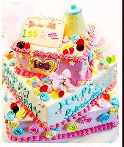 包妮蛋糕三层双多层周岁百日满月100天儿童宝