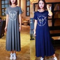 Spring and summer season new Korean version big code loose Modale cotton short sleeve round collar cartoon pyjamas dress home dress and dress woman