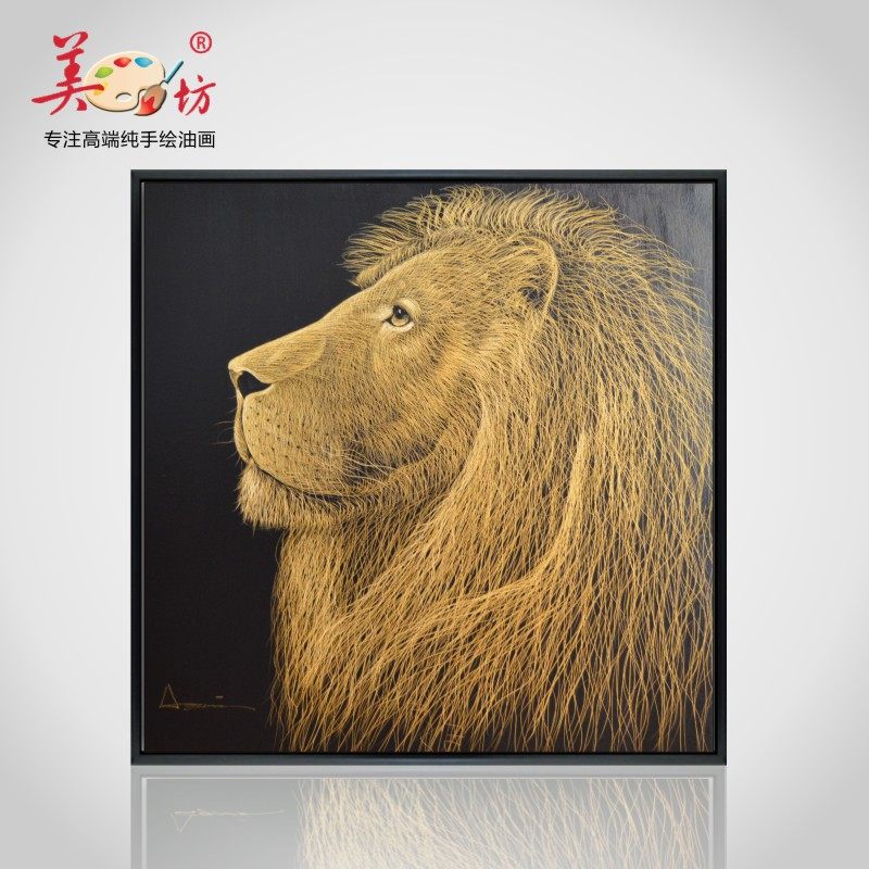 狮子装饰画,狮子装饰画黑白,狮子黑白线描画_大山谷图库