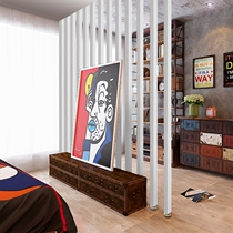 Entry door screen partition solid wood vertical bar Nordic simple modern feng shui Chinese style barrier White