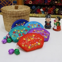 Korean womens short wallet Childrens fabric coin purse coin bag Korean cute womens bag small bag floral embroidery