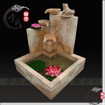 Stone carving water ornaments fish tank decorative pool garden Natural antique indoor basin Lotus pond Moon stone carving water