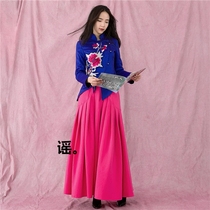 This shore Song * Original design shop-Royal Blue embroidered cotton coat Butterfly Fall(30% off Chinese New Year)