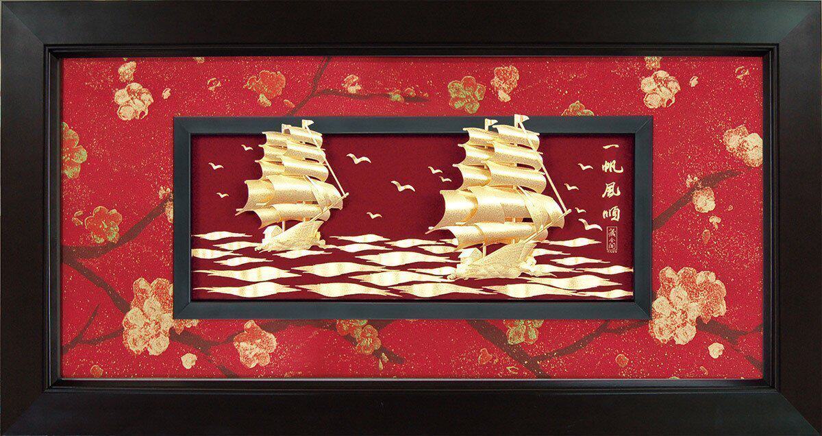 一帆风顺立体金箔画现代客厅简约装饰画创意家居饰品挂画壁画墙画
