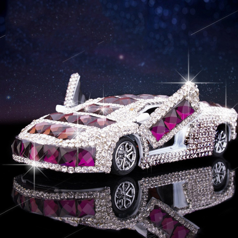 金意 摆件兰博基尼车模车载香水镶钻跑车模型水晶汽车香水座