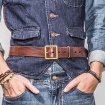 Square pure copper buckle jeans belt mens trouser belt mens trouser belt leather casual cowhide retro pin buckle tide