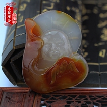 Boutique natural Fuxin red agate bag Buddha Safe Mens listed smiles often open fortune necklace pendant