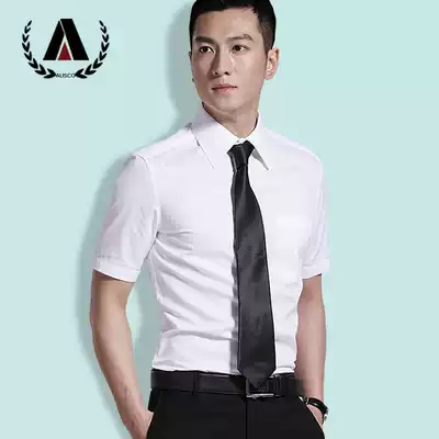 Business-free ironing thin summer men's short sleeve shirt Korean version of self-cultivation professional dress inch overalls shirt tide