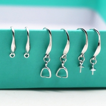 925 pure silver coarse ear hook with clip buckle inverted die ear hook DIY handmade silver ornament accessories semi-finished homemade anti-allergy