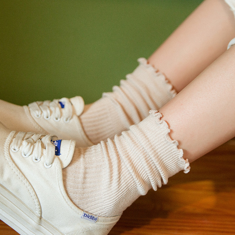 ถุงเท้า Ascend Yuan Socks Female Piles Sock Lace In Tube Sock Day Department Wood Ear Summer Sock Thin Model Korea Wind Female S  
