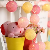 Net red bedroom decoration cotton thread ball cane ball ins light string Girl heart room decoration light color light flash light string light