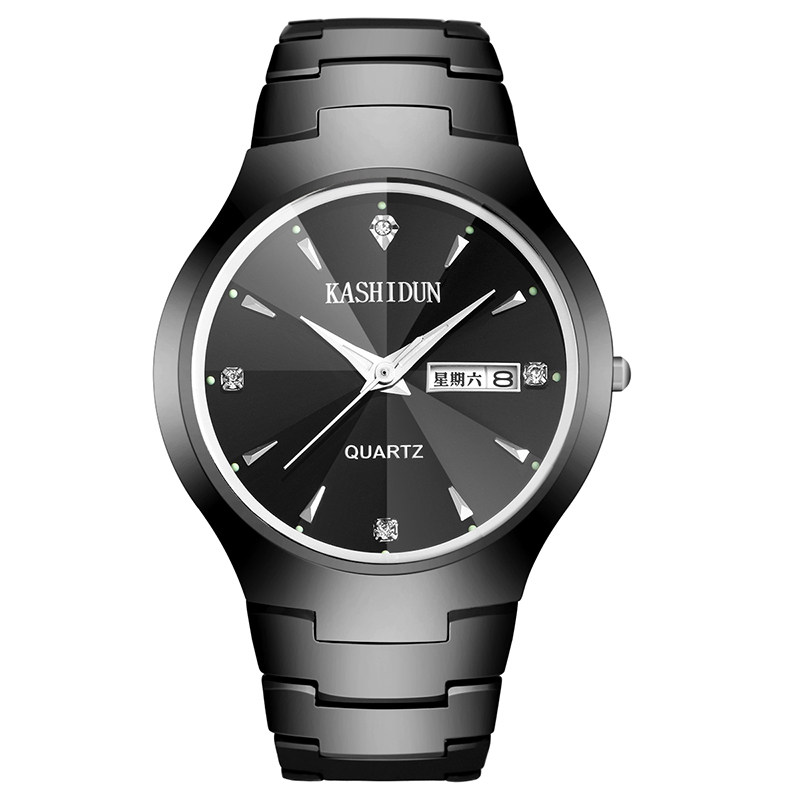 卡诗顿正品钨钢手表新款防水商务男士腕表石英表男表 水钻手表男