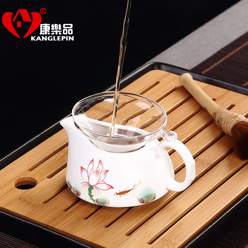 Recreational product stainless steel) filter transparent glass tea bucket tea accessories set filter ceramic tea filter base