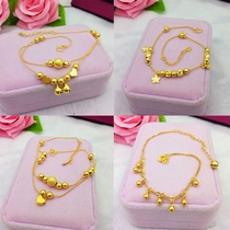 Korean version of the euro coin gold bell anklet female multi-layer simple gold-plated imitation sand gold fine snake bone anklet jewelry will not fade for a long time