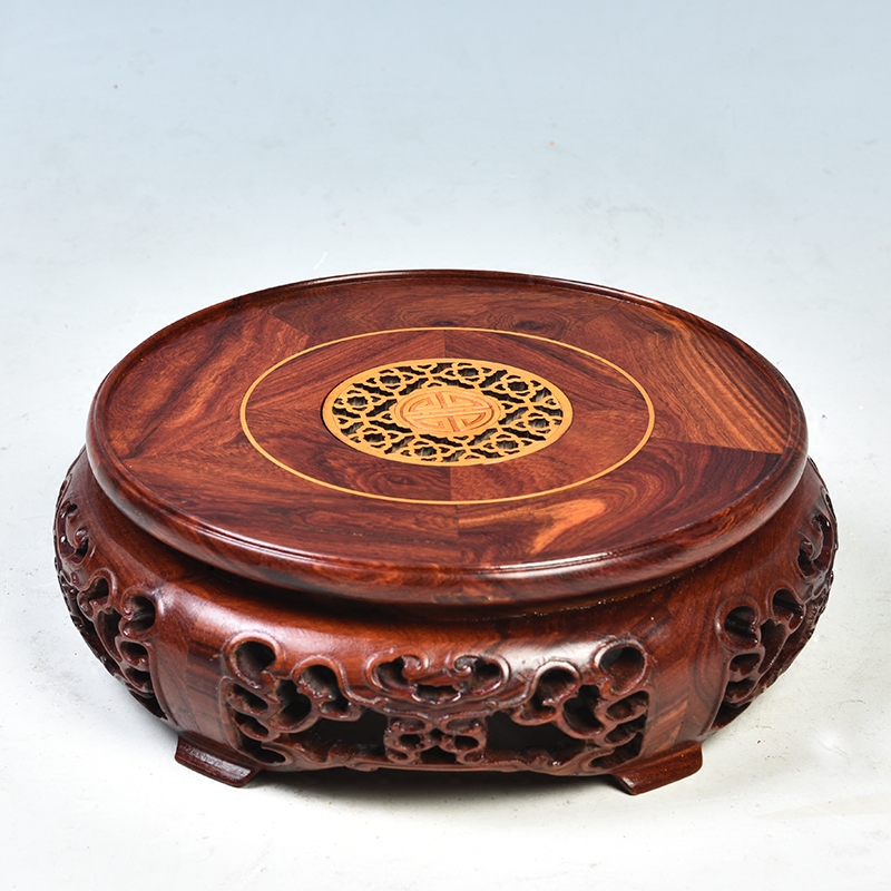 Pianology picking red sandalwood round solid wood home furnishing articles woodcarving handicraft wooden flower pot base