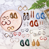 Korean version of small and exquisite acrylic sheet acetic acid pattern love water drop round earrings earrings earrings earrings earrings earrings