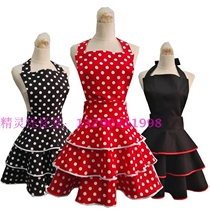Fashion cotton Polka Cake Apron European and American court maid apron kitchen cute waiter net cafe Western restaurant