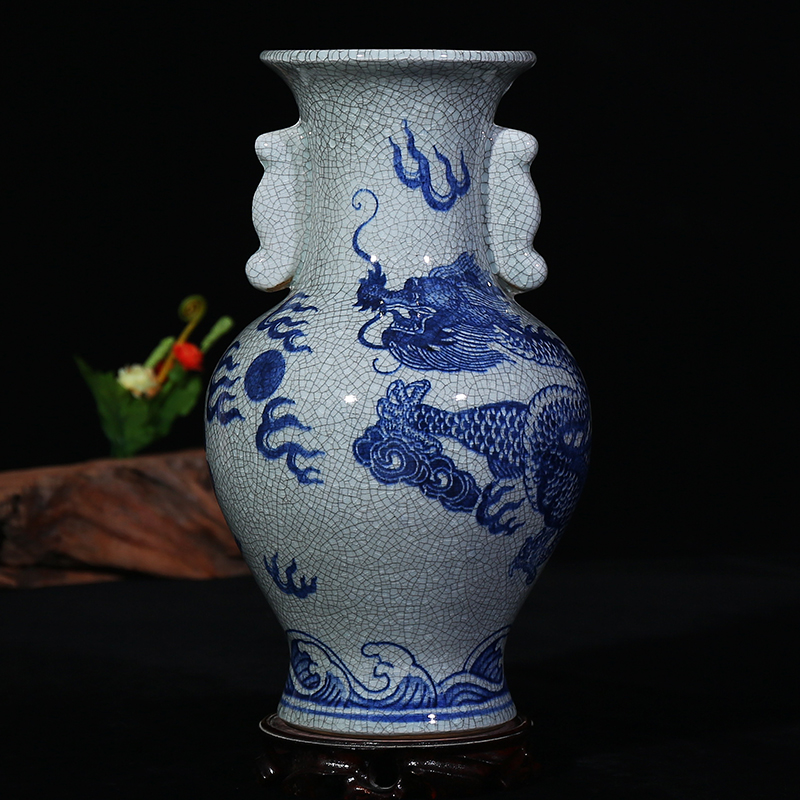 Blue and white slicing dragon classical jingdezhen ceramics vase home sitting room adornment imitation up with Chinese style furnishing articles