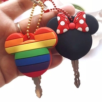 Card set creative silicone key set male and female students cute couple protective cover fashion key chain pendant 2 sets