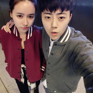 欧美大码bf风aa<em>情侣</em>棒球服女秋冬春外套<em>卫衣开</em>